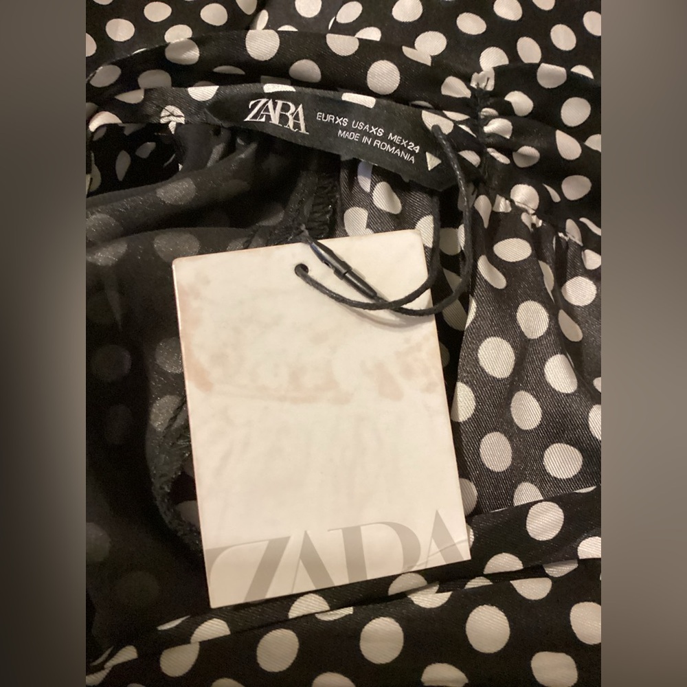 New Zara Black And White Polka Dot Dress - Picture 15 of 16
